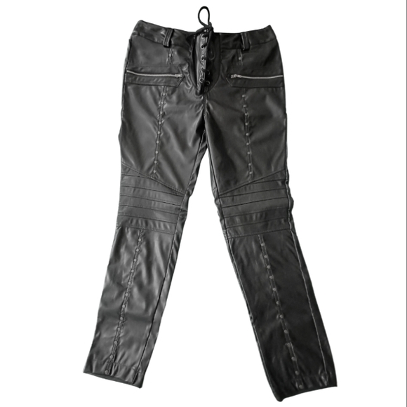 Febriajuce Pants - Studded faux leather leggings Black